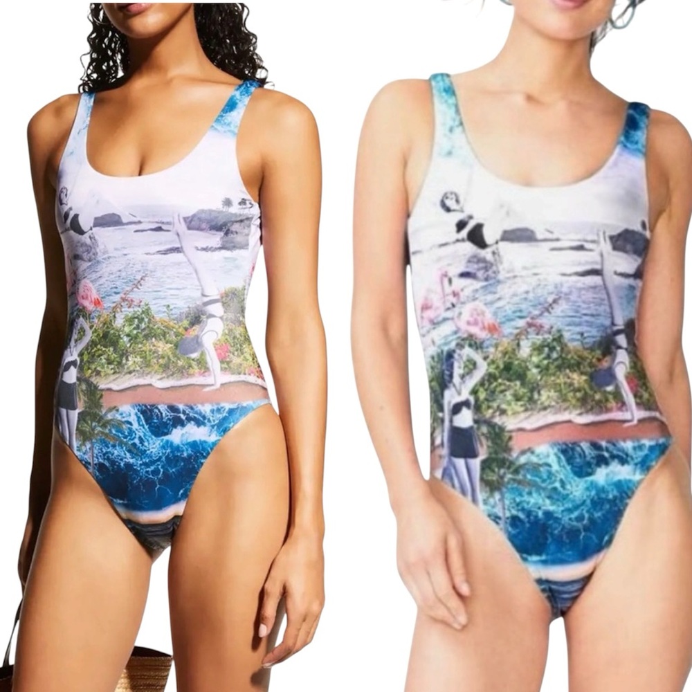 Terez Ocean Collage Scoop Neck One Piece Size Medium NWOT